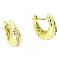 14K KOLCZYKI POZŁACANE 14/7 MM TRADYCYJNE Z BRYLANTAMI XUPING 91641