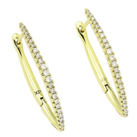 14K KOLCZYKI POZŁACANE 33/2 MM TRADYCYJNE Z BRYLANTAMI XUPING 91643