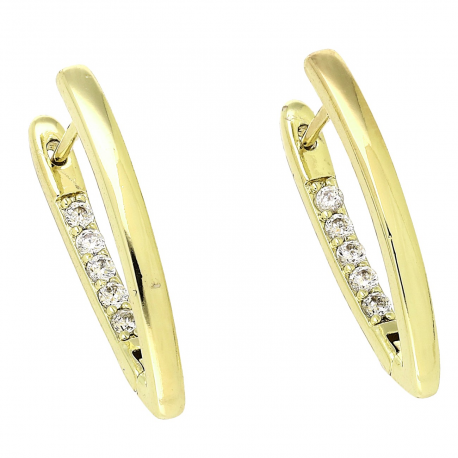 14K KOLCZYKI POZŁACANE 25/2,5 MM TRADYCYJNE Z BRYLANTAMI XUPING 91645