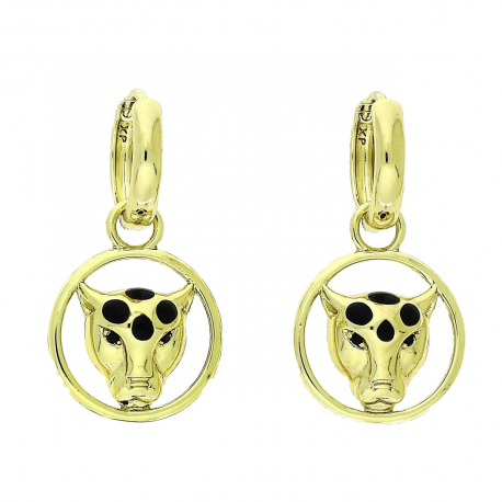 14K KOLCZYKI POZŁACANE 2W1 30/16 MM ZŁOTE TYGRYSKI XUPING 91652