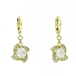 14K KOLCZYKI POZŁACANE 29/12 MM BRYLANTOWE ELEGANTKI XUPING 91655