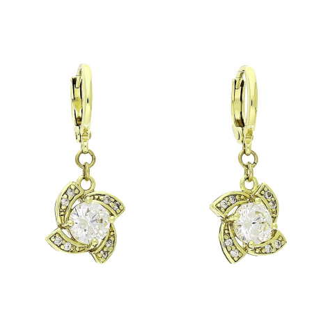 14K KOLCZYKI POZŁACANE 29/12 MM BRYLANTOWE ELEGANTKI XUPING 91655