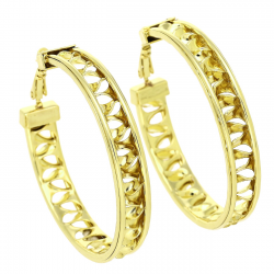 14K KOLCZYKI POZŁACANE 50/8 MM ZŁOTE KOŁA XUPING 91659