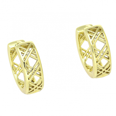 14K KOLCZYKI POZŁACANE 15/5 MM ZŁOTE AŻUROWE KÓŁKA XUPING 91671