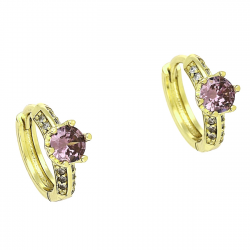 14K KOLCZYKI POZŁACANE 13/6 MM KÓŁKA Z AMETYSTEM XUPING 91677