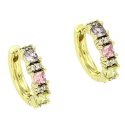 14K KOLCZYKI POZŁACANE 16/4 MM KOLOROWE RADIANTY XUPING 91684