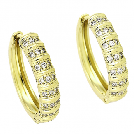 14K KOLCZYKI POZŁACANE 23/5 MM KOŁA Z BRYLANTAMI XUPING 91688