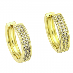 14K KOLCZYKI POZŁACANE 18/4 MM KÓŁKA Z BRYLANTAMI XUPING 91691