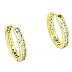 14K KOLCZYKI POZŁACANE 16/3 MM KÓŁKA BRYLANTY DO OKOŁA XUPING 91692
