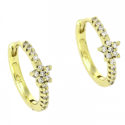 14K KOLCZYKI POZŁACANE 17/6 MM KÓŁKA BRYLANTOWA MARGERYTKA XUPING 91693