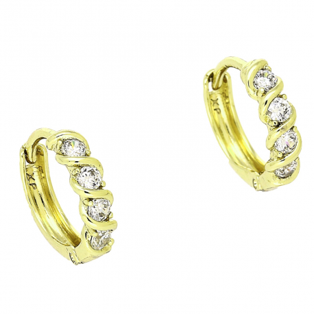 14K KOLCZYKI POZŁACANE 13/4 MM KÓŁKA Z BRYLANTAMI XUPING 91696