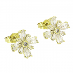 14K KOLCZYKI POZŁACANE 13 MM BRYLANTOWA LILIA XUPING 91698