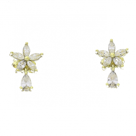 14K KOLCZYKI POZŁACANE 15/9 MM MAŁE BRYLANTOWE ELEGANTKI XUPING 91701