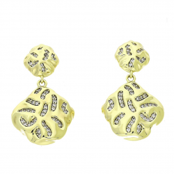 14K KOLCZYKI POZŁACANE 30/18 MM MARSZCZUCHY Z BRYLANTAMI XUPING 91706