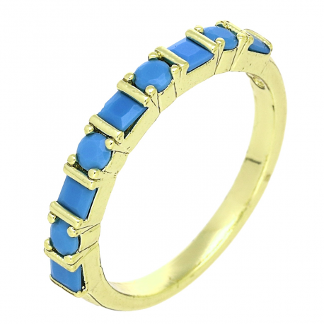 14K PIERŚCIONEK POZŁACANY 3 MM TURKUSOWA ELEGANCJA XUPING 91716