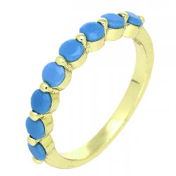 14K PIERŚCIONEK POZŁACANY 3 MM TURKUSOWA ELEGANCJA XUPING 91717