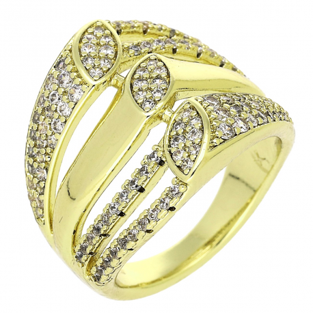 14K PIERŚCIONEK POZŁACANY 18 MM BRYLANTOWA ELEGANCJA XUPING 91719