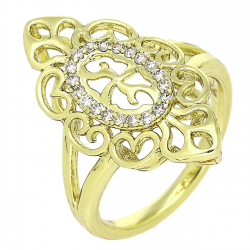 14K PIERŚCIONEK POZŁACANY 24 MM TRADYCYLNY AŻUROWY XUPING 91720