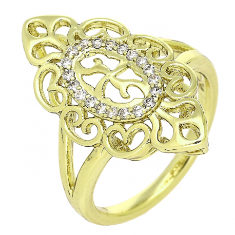 14K PIERŚCIONEK POZŁACANY 24 MM TRADYCYLNY AŻUROWY XUPING 91720