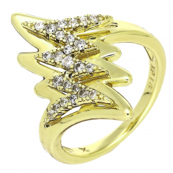 14K PIERŚCIONEK POZŁACANY 23 MM BRYLANTOWY ZYGZAK XUPING 91721