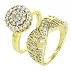 14K DWA PIERŚCIONEKI POZŁACANE 9 I 11 MM BRYLANTÓW MOC XUPING 91723