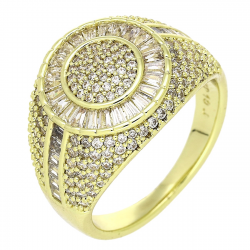 14K PIERŚCIONEK POZŁACANY 16 MM BRYLANTOWY SYGNET XUPING 91724