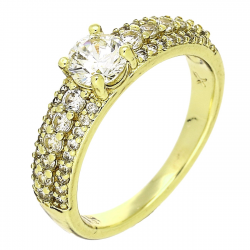 14K PIERŚCIONEK POZŁACANY 5 MM BRYLANTOWY ZARĘCZYNOWY XUPING 91725