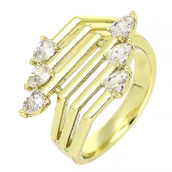 14K PIERŚCIONEK POZŁACANY 16 MM ELEGANCE XUPING 91729