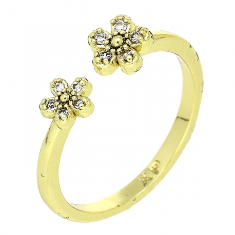 14K PIERŚCIONEK POZŁACANY 6 MM BRYLANTOWE MARGERYTKI XUPING 91731