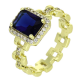 14K PIERŚCIONEK POZŁACANY 10 MM SZAFIROWA MARKIZA XUPING 91733