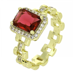14K PIERŚCIONEK POZŁACANY 10 MM RUBINOWA MARKIZA XUPING 91734