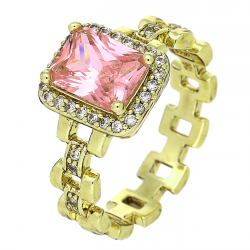 14K PIERŚCIONEK POZŁACANY 10 MM RÓŻOWA MARKIZA XUPING 91736