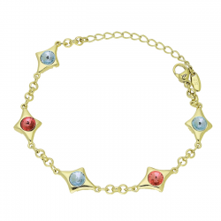 14K BRANSOLETKA POZŁACANA 15,5+5 CM 10 MM MIX CRYSTAL XUPING 92055