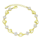 14k BRANSOLETKA POZŁACANA 17+3 CM 8 MM BRYLANTY W SERCACH XUPING 92201