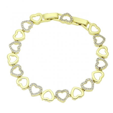 14k BRANSOLETKA POZŁACANA 18,5-16,5 CM 8 MM RZĄD SERC XUPING 92203