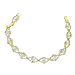 14k BRANSOLETKA POZŁACANA 20-17 CM 9 MM BRYLANTOWE ROMBY XUPING 92206