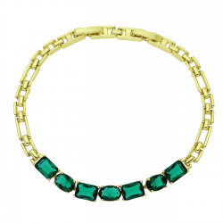 14k BRANSOLETKA POZŁACANA 19-17 CM 5 MM SZMARAGDOWA ELEGANCJA XUPING 92217