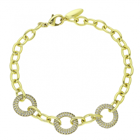 14k BRANSOLETKA POZŁACANA 20 CM 13 MM BRYLANTOWE KRĘGI XUPING 92224