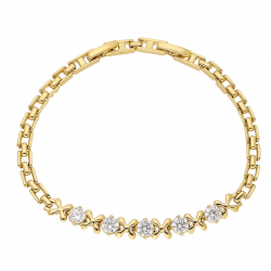 18k BRANSOLETKA POZŁACANA 19-17 CM 6 MM DELIKATNA Z BRYLANTAMI XUPING 92227