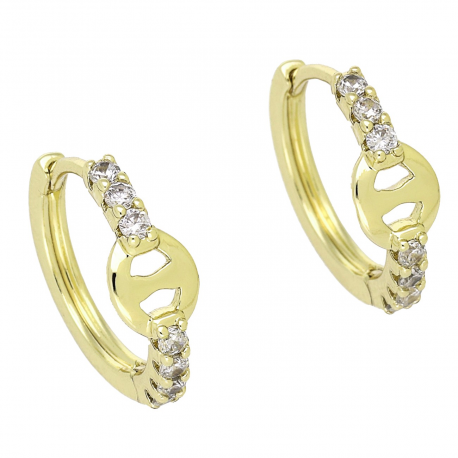 14K KOLCZYKI POZŁACANE 17/6 MM BRYLANTOWE KÓŁKA XUPING 92255
