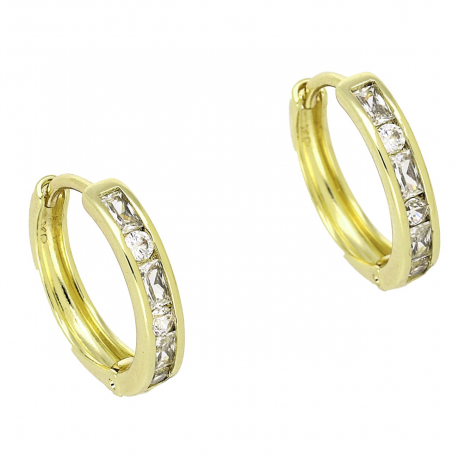 14K KOLCZYKI POZŁACANE 16/3 MM KÓŁKA Z BRYLANTAMI XUPING 92265