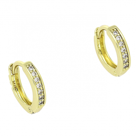 14K KOLCZYKI POZŁACANE 11/2 MM KÓŁECZKA Z BRYLANTAMI XUPING 92269
