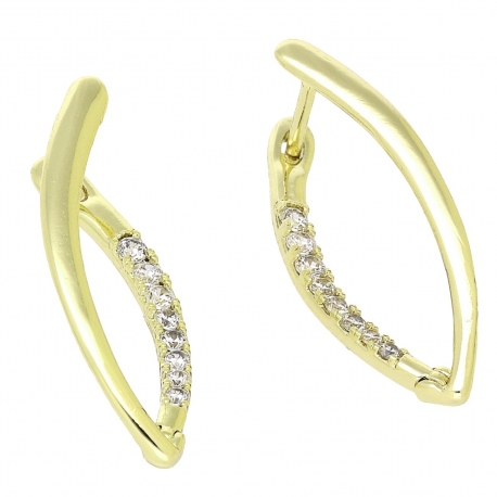 14K KOLCZYKI POZŁACANE 28/9 MM BRYLANTOWE ŁUKI XUPING 92272