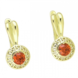 14K KOLCZYKI POZŁACANE 20/10 MM GRECKIE Z GRANATEM XUPING 92283