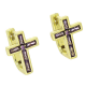 14K KOLCZYKI POZŁACANE 16/12 MM KRZYŻYK Z AMETYSTAMI XUPING 92289