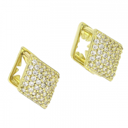 14K KOLCZYKI POZŁACANE 15/11 MM BRYLANTOWE ROMBIKI XUPING 92294