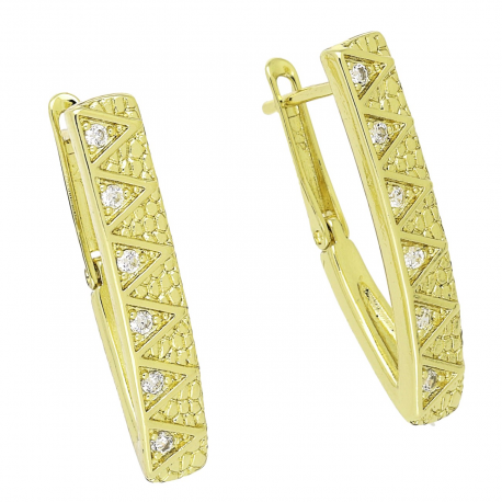 14K KOLCZYKI POZŁACANE 26/5 MM TRADYCYJNE Z BRYLANTAMI XUPING 92296
