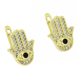 14K KOLCZYKI POZŁACANE 15/12 MM RĄCZKA FATIMY XUPING 92299