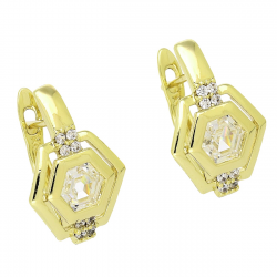 14K KOLCZYKI POZŁACANE 18/12 MM BRYLANTOWE ELEGANTKI XUPING 92301
