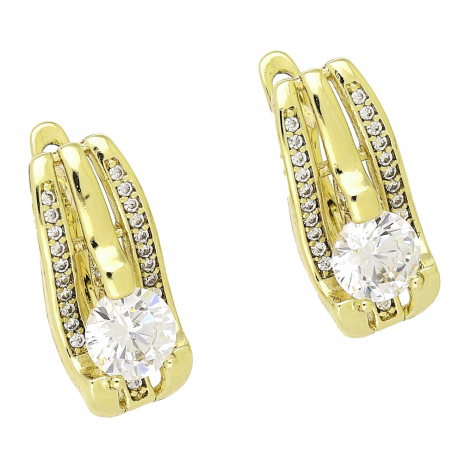 14K KOLCZYKI POZŁACANE 18/8 MM BRYLANTOWA ELEGANCJA XUPING 92305